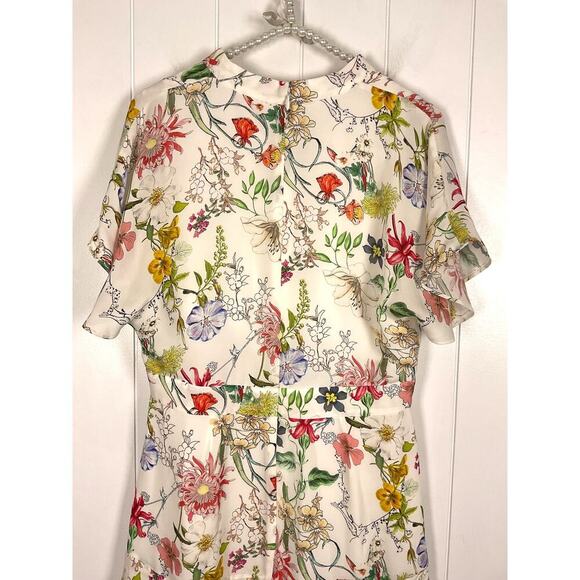 Parker Fillipa 100% Silk Floral Ruffle Mini Faux‎ Dress Size 10 - Picture 9 of 11